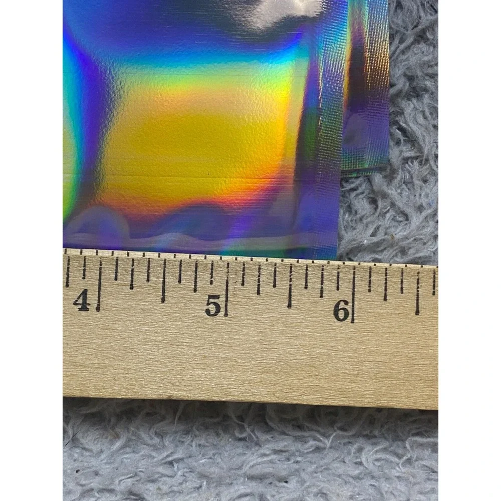 15 Piece Holographic‎ Mylar Foil Bag Resealable Zip Pouch Packaging Clear Front